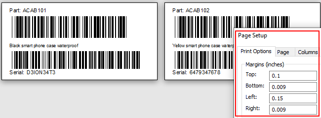 Inventory Label  Barcoded Item and Serial, Description (Four by Two)(100mm x 50mm)